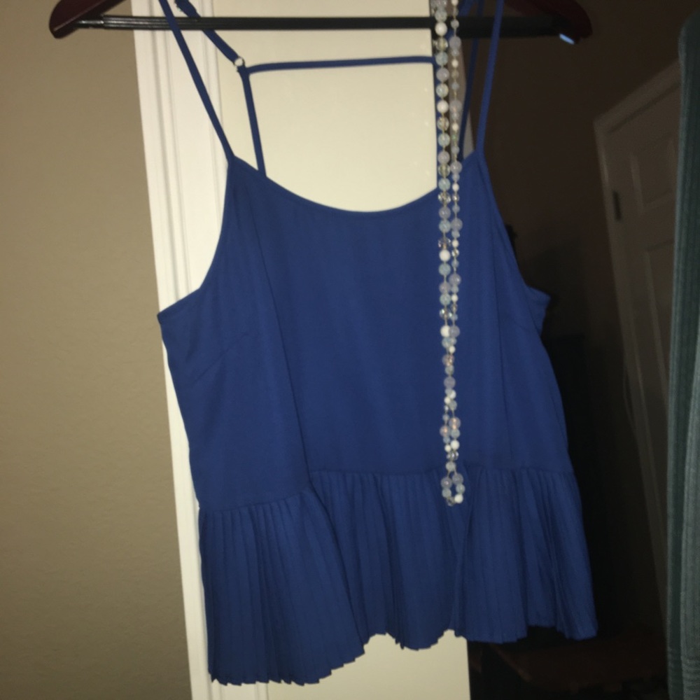 Wayf Pleated Peplum Top with Strappy Back, Size S